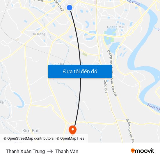 Thanh Xuân Trung to Thanh Văn map