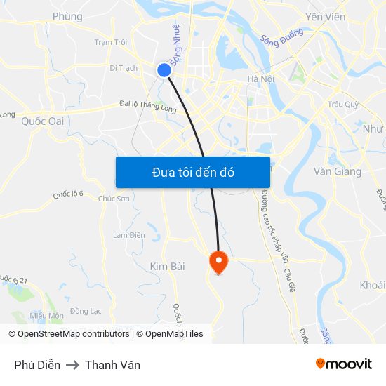 Phú Diễn to Thanh Văn map