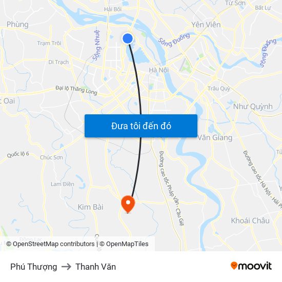 Phú Thượng to Thanh Văn map
