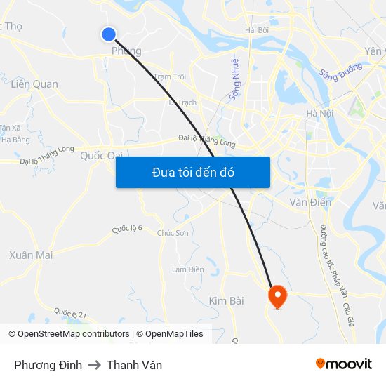 Phương Đình to Thanh Văn map