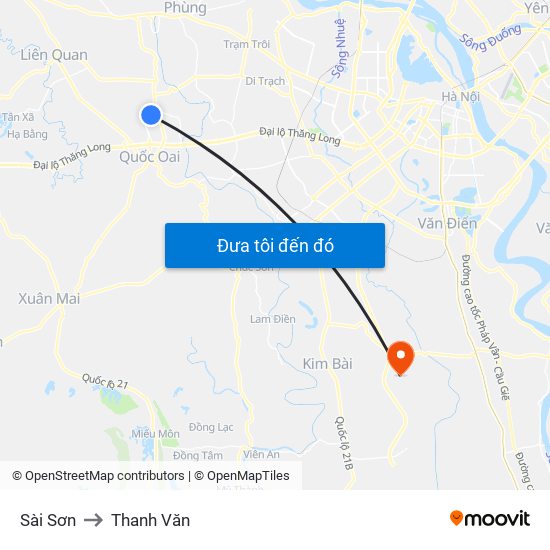 Sài Sơn to Thanh Văn map