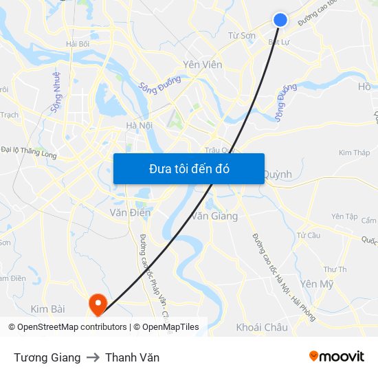 Tương Giang to Thanh Văn map