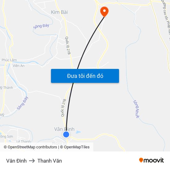 Vân Đình to Thanh Văn map