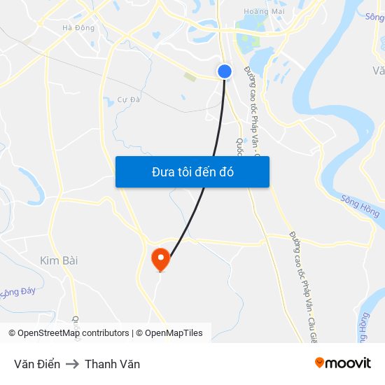 Văn Điển to Thanh Văn map