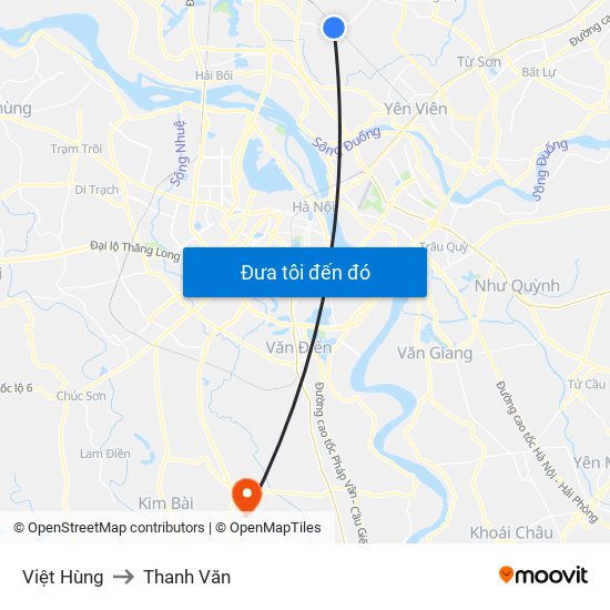 Việt Hùng to Thanh Văn map