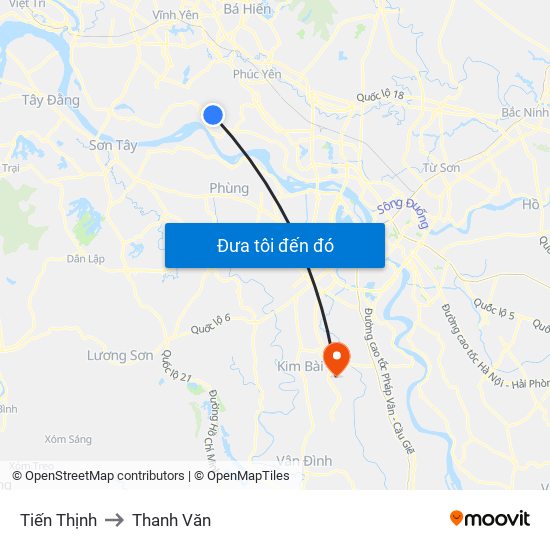 Tiến Thịnh to Thanh Văn map