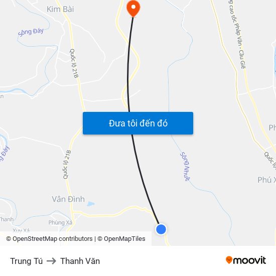 Trung Tú to Thanh Văn map