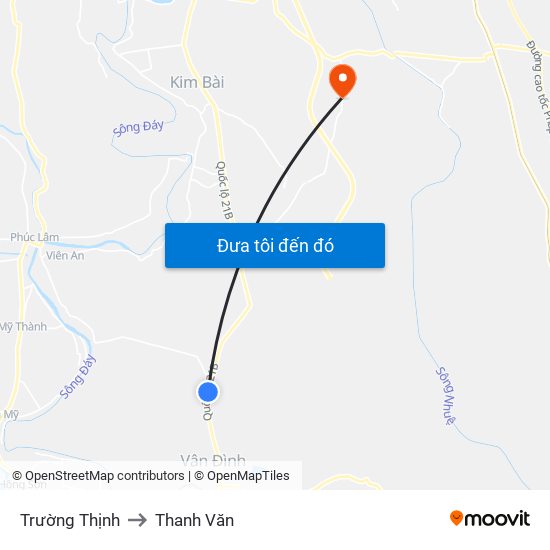 Trường Thịnh to Thanh Văn map