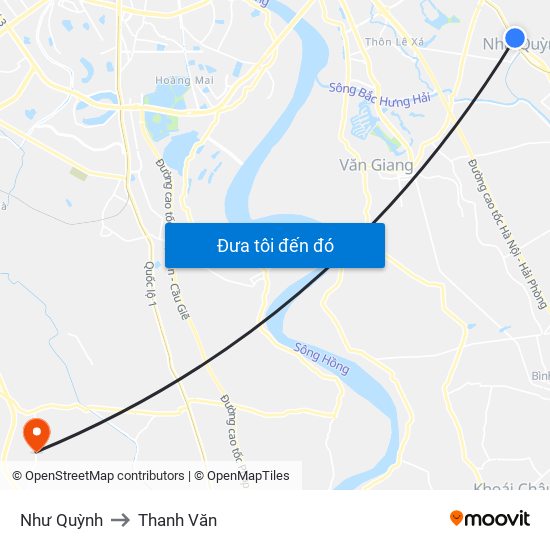 Như Quỳnh to Thanh Văn map