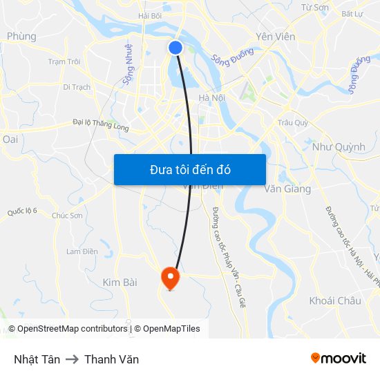 Nhật Tân to Thanh Văn map