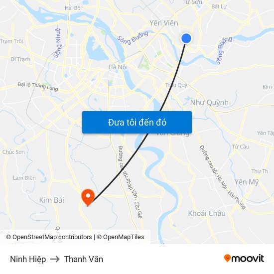 Ninh Hiệp to Thanh Văn map