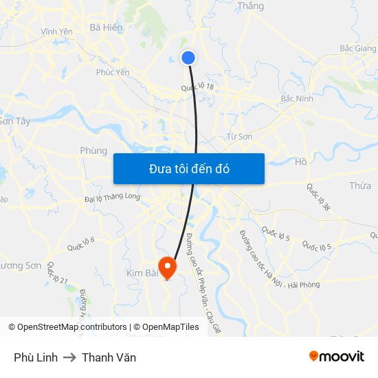 Phù Linh to Thanh Văn map