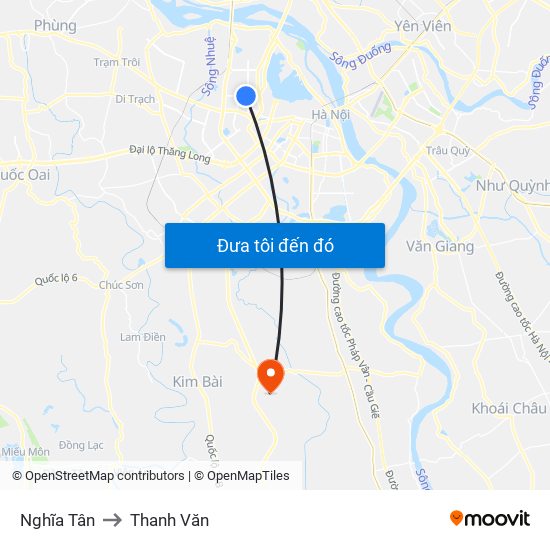 Nghĩa Tân to Thanh Văn map