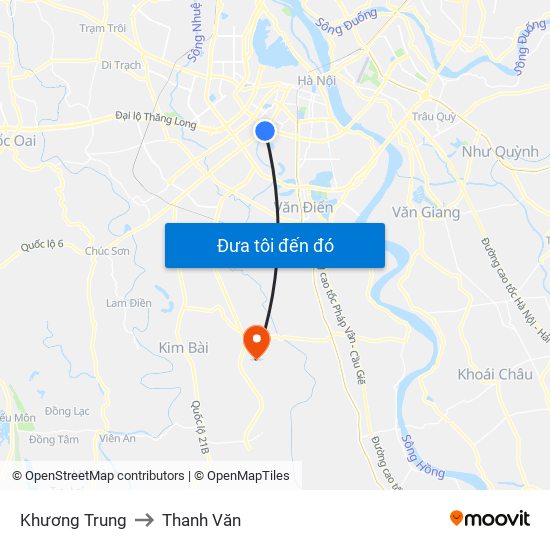 Khương Trung to Thanh Văn map