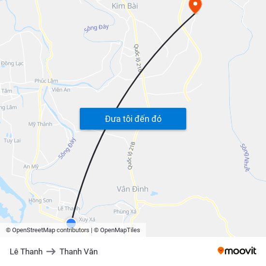 Lê Thanh to Thanh Văn map