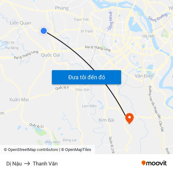 Dị Nậu to Thanh Văn map