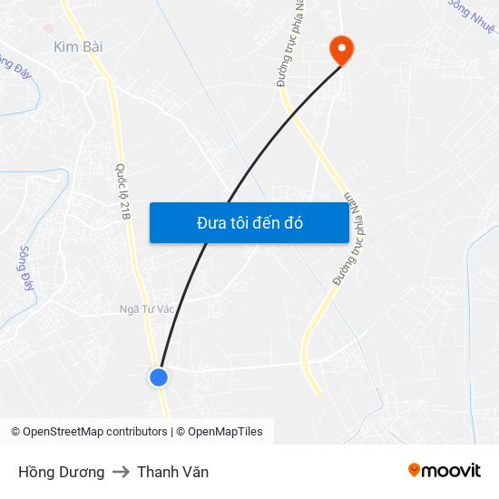 Hồng Dương to Thanh Văn map