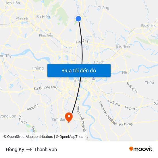 Hồng Kỳ to Thanh Văn map