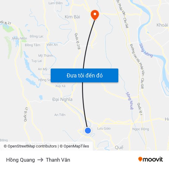 Hồng Quang to Thanh Văn map