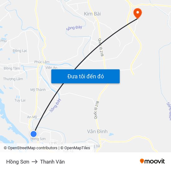 Hồng Sơn to Thanh Văn map