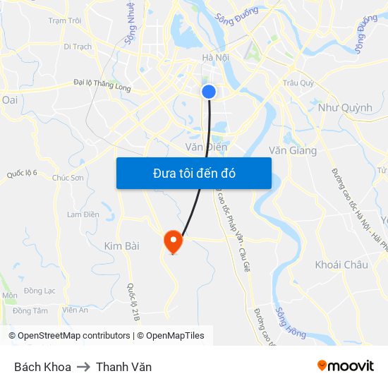 Bách Khoa to Thanh Văn map