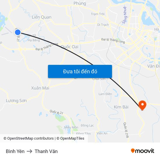 Bình Yên to Thanh Văn map