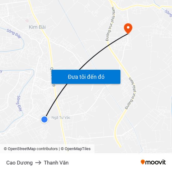 Cao Dương to Thanh Văn map