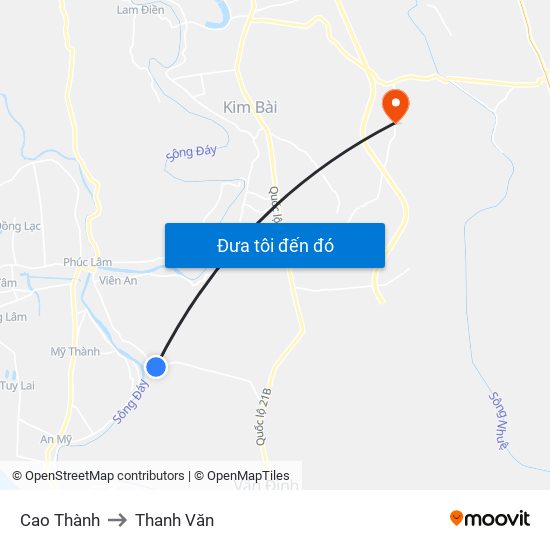 Cao Thành to Thanh Văn map