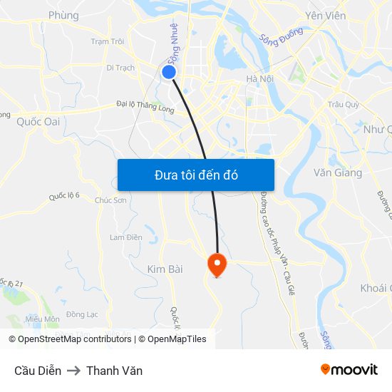 Cầu Diễn to Thanh Văn map