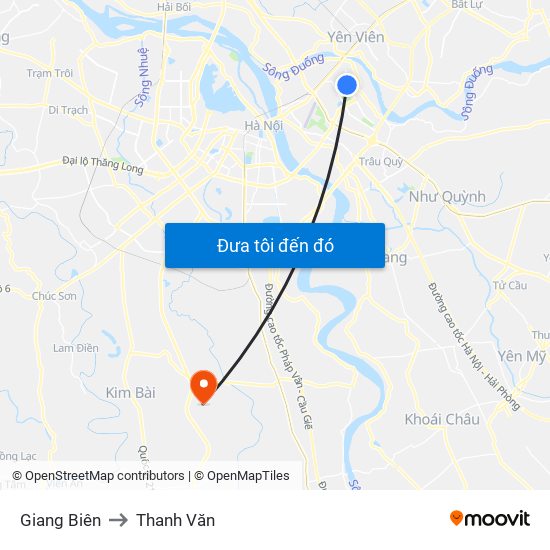 Giang Biên to Thanh Văn map