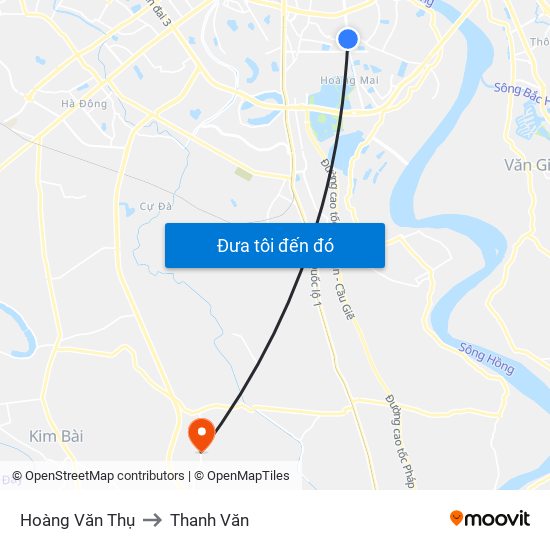 Hoàng Văn Thụ to Thanh Văn map