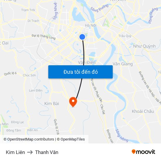 Kim Liên to Thanh Văn map