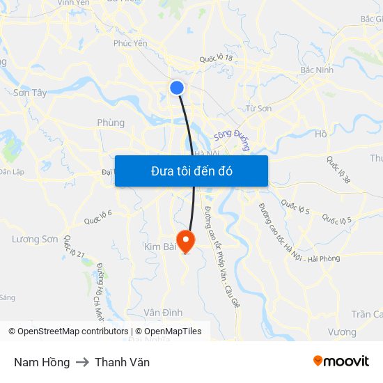 Nam Hồng to Thanh Văn map