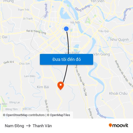 Nam Đồng to Thanh Văn map