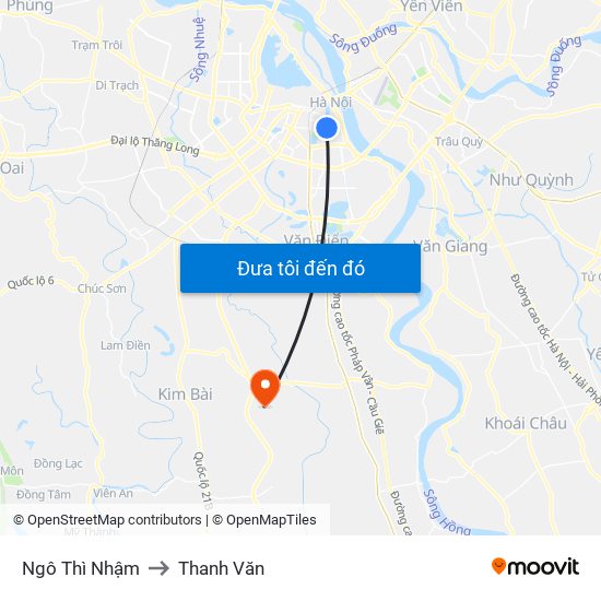 Ngô Thì Nhậm to Thanh Văn map