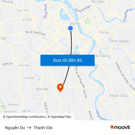 Nguyễn Du to Thanh Văn map