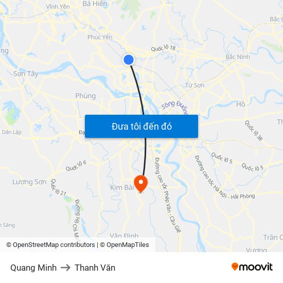 Quang Minh to Thanh Văn map