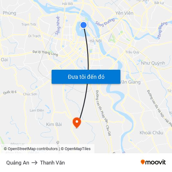 Quảng An to Thanh Văn map