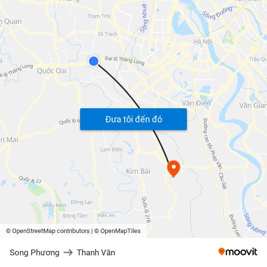 Song Phương to Thanh Văn map