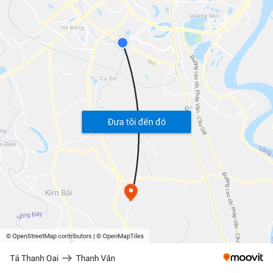 Tả Thanh Oai to Thanh Văn map