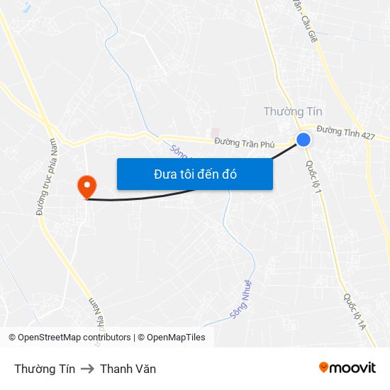 Thường Tín to Thanh Văn map
