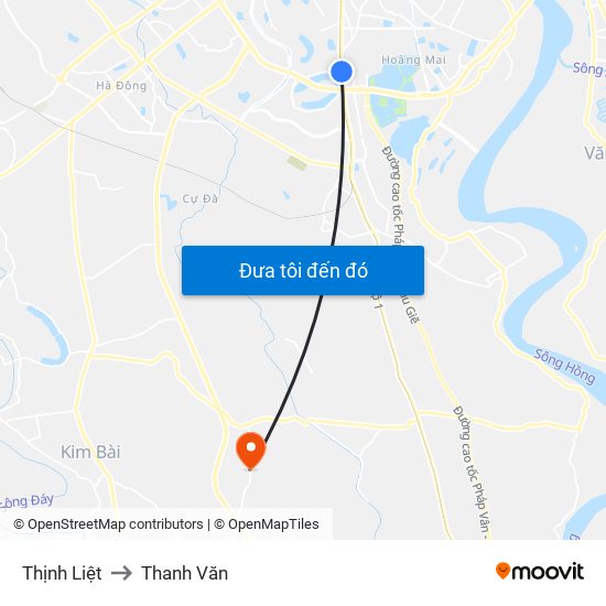 Thịnh Liệt to Thanh Văn map