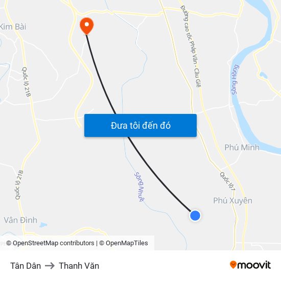 Tân Dân to Thanh Văn map