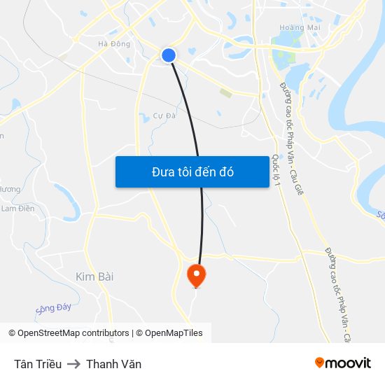 Tân Triều to Thanh Văn map