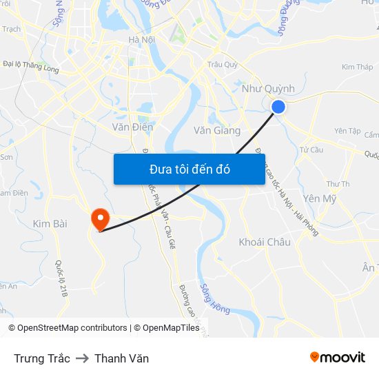 Trưng Trắc to Thanh Văn map