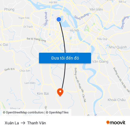 Xuân La to Thanh Văn map