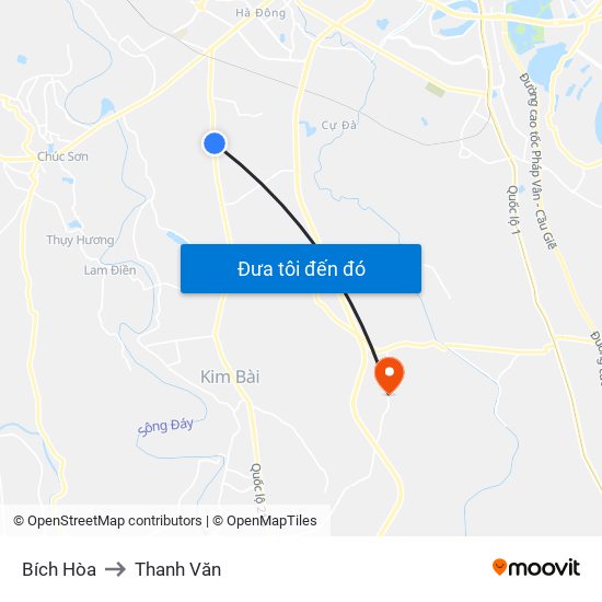 Bích Hòa to Thanh Văn map