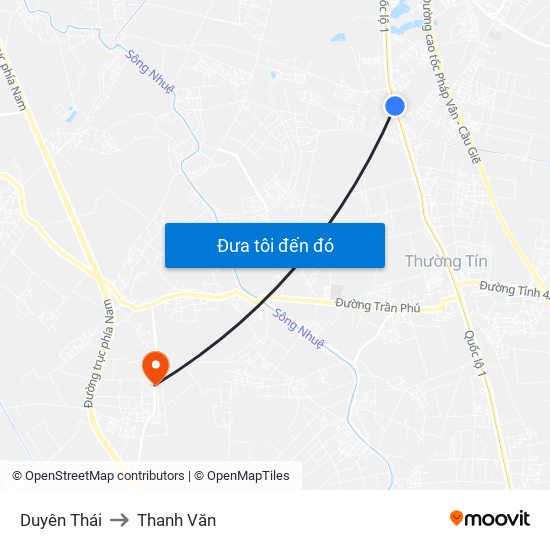 Duyên Thái to Thanh Văn map