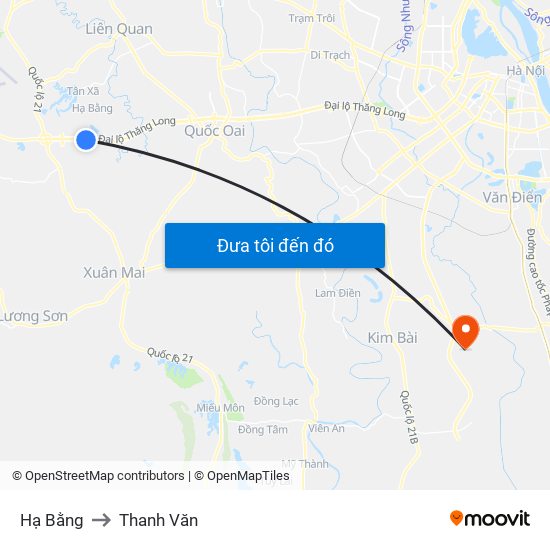 Hạ Bằng to Thanh Văn map