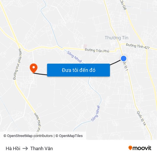 Hà Hồi to Thanh Văn map